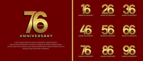 set of anniversary logo style golden color on red background for special moment