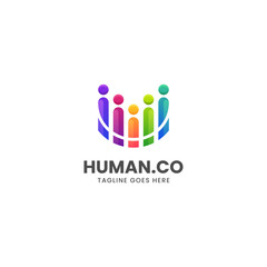 Obraz premium Vector Logo Illustration Human Gradient Colorful Style.