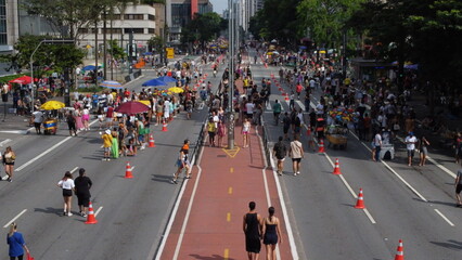 aerial view of the pedestrian-only avenue paulista
