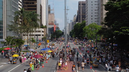 aerial view of the pedestrian-only avenue paulista
