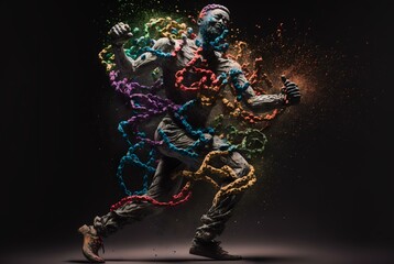 Fototapeta premium a person breaking free from shackles, symbolising liberation from physical constraints (AI Generated)