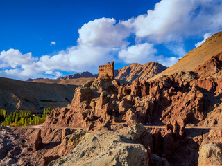 red rocks and sky in Ladakh, India