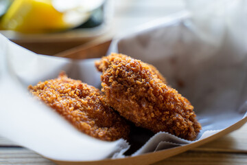 Fried breaded chicken for a cool summer. Fried chickens are common seen in American cuisine. Most American love them because of its crunchy and fast to be prepared. 