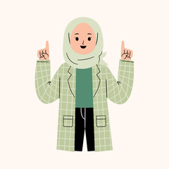 Muslim woman with pointing finger