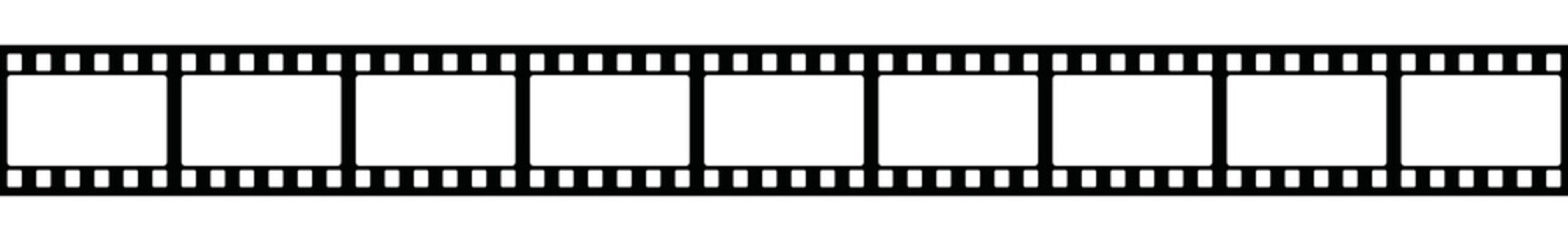 Film strip icon. Pictures film strip. Video tape or photo film strip frame on white background, vector illustration
