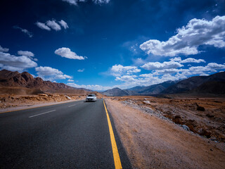 road in the mountaineous landscape of Ladakh, India