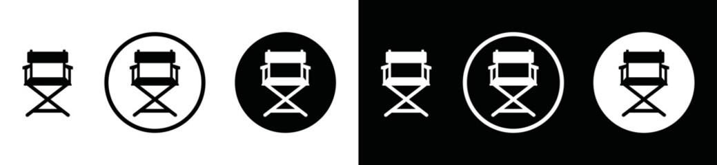 Film director chair icon vector. Director chair or director's seat icon symbol in the circle for apps and websites, vector illustration - obrazy, fototapety, plakaty