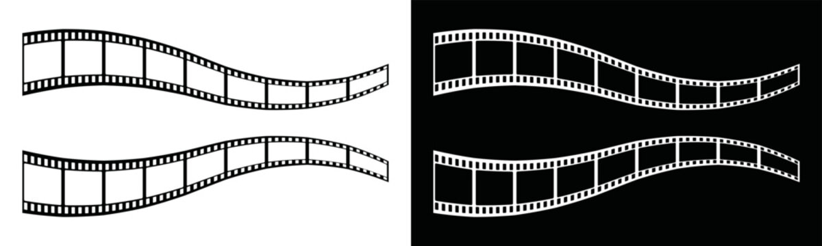 Film strip icon. Pictures film strip. Video tape or photo film strip frame on white background, vector illustration