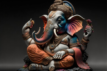 Beautiful Lord Ganesha, AI - obrazy, fototapety, plakaty