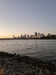 city skyline at sunset, Perth, Swan river, Australia