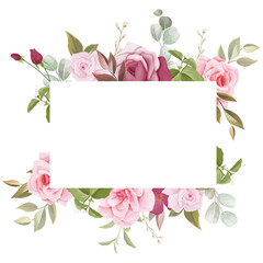 beautiful hand drawn magenta and pink flower floral frame