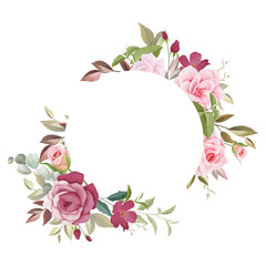 Obraz na płótnie Canvas beautiful hand drawn magenta and pink flower floral frame