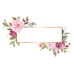 beautiful hand drawn magenta and pink flower floral frame