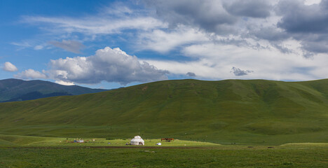 landscape with cows and clouds