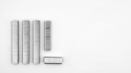 Metal staples for a stapler close-up