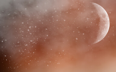 Illustrated powerful of The moon on atmosphere background.