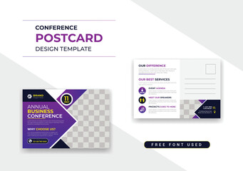 Creative corporate and business conference postcard brochure cover template design