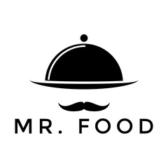 dish shaped hat mustache vector restaurant logo