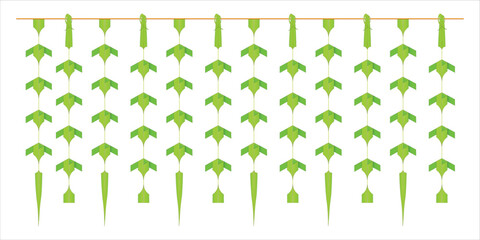 Indian Traditional palm Leaves realistic toran, Garland. Decoration for Indian Hindu Auspicious Occasion, natural coconut leaf toran vector, editable design.