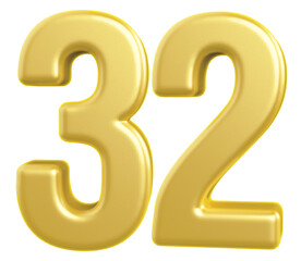 Naklejka premium 3d gold modern number 32 with generative AI