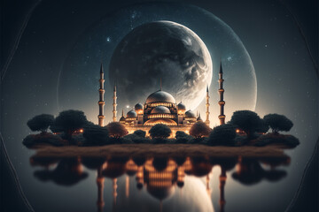 architecture Islamic mosque ramadan kareem illudtration moon eid muslim background