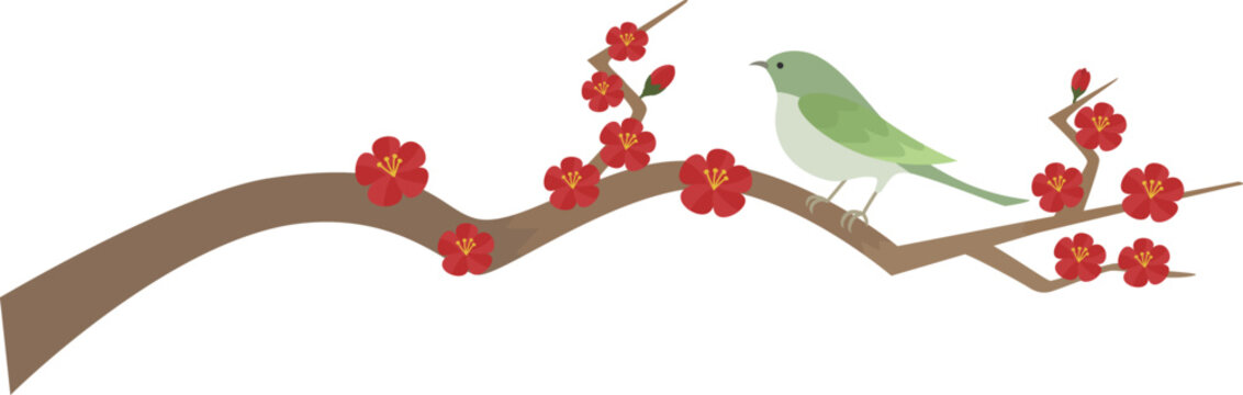 紅梅と鶯のイラスト