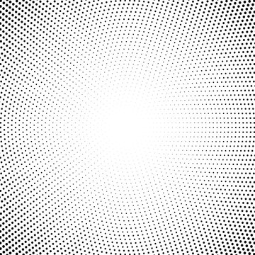 Halftone Fading Texture. Dotted Concentric Fade Circles. Black And White Pop Art Vector