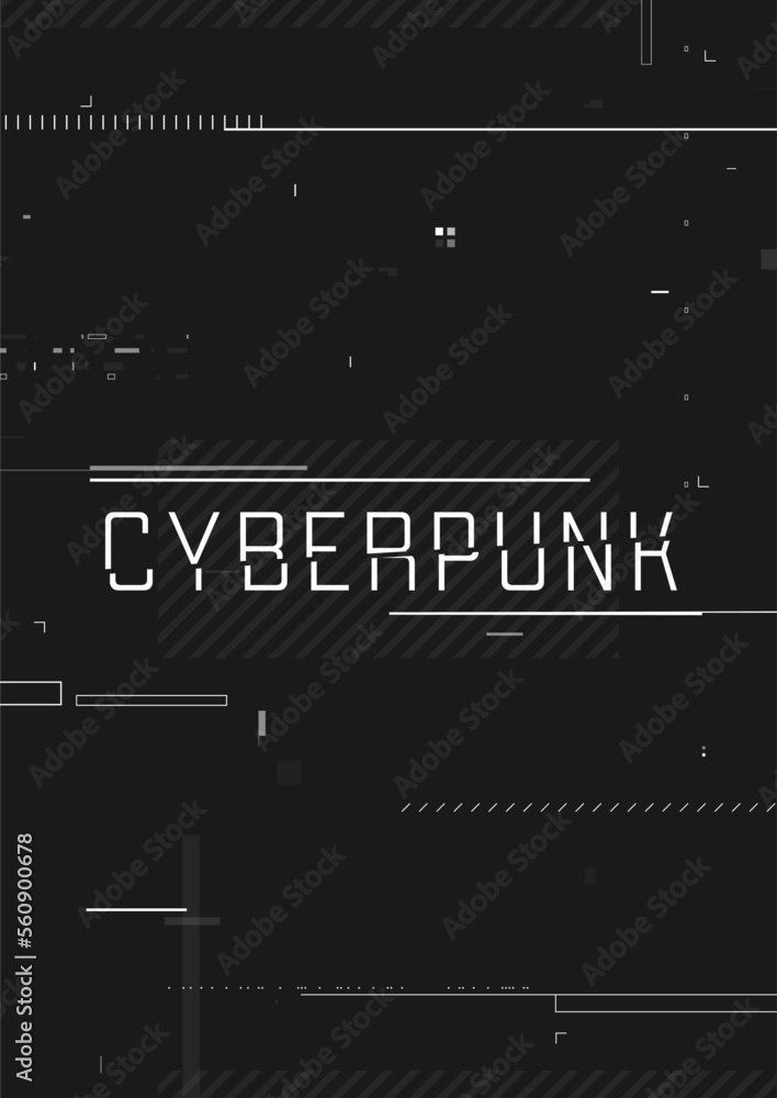 Poster cyberpunk futuristic poster. modern cyberpunk design for web and print template. tech style flyer wi