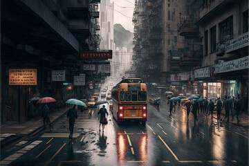 Fantasy Hong Kong, Not a real place-Generative AI - obrazy, fototapety, plakaty