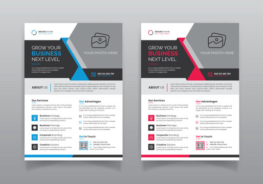 
Corporate business flyer template, A4 size print-ready vector design