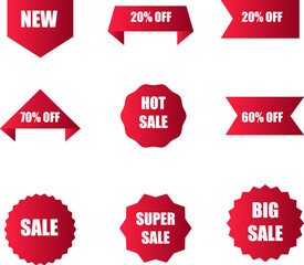 Sale Label collection set. Sale tags. Discount red ribbons, banners and icons. Shopping Tags. Sale icons..eps