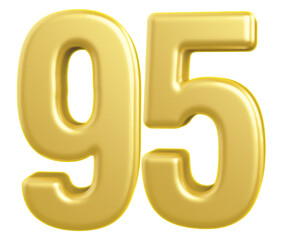 Obraz premium 3d gold modern number 95 with generative AI