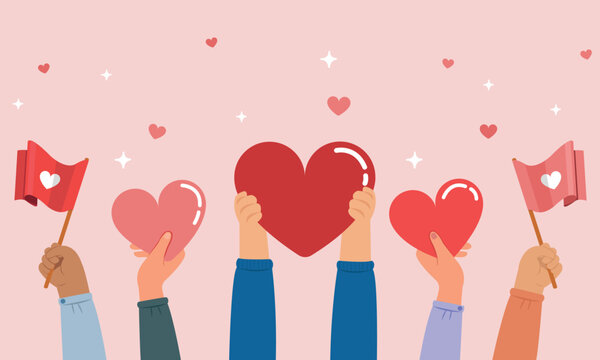 Valentine day card with heart, Concept of charity and donation, Charity community vector.