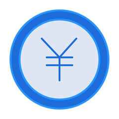 Fototapeta premium Yen coin business people icon with blue outline style. currency, cash, coin, yen, money, business, symbol. Vector Illustration