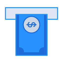 Withdraw business people icon with blue outline style. money, cash, banking, bank, payment, finance, business. Vector Illustration