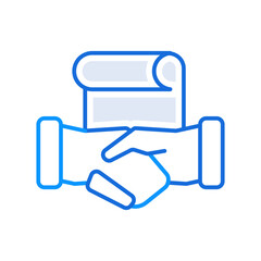 Agreement business people icon with blue outline style. agreement, business, icon, symbol, handshake, outline, people. Vector Illustration