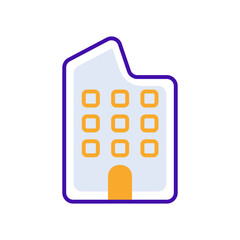 Office building business people icon with orange purple outline style. city, office, building, symbol, architecture, icon, urban. Vector Illustration