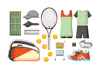 テニス　スポーツ 運動　イラスト セット