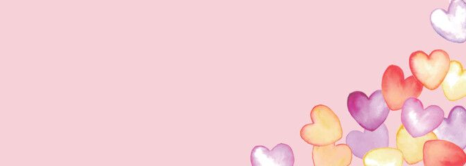 水彩画。水彩タッチのハート背景。ピンクの水彩ハートの壁紙。バレンタインの暖色シンプル背景。
Watercolor painting. Watercolor touch heart background. Pink watercolor hearts wallpaper. Valentine warm color simple background.
