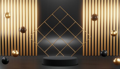 Fototapeta na wymiar 3D rendering of black podium background for black friday product on podium