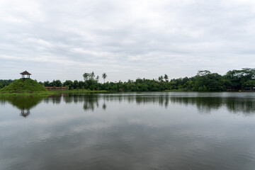 view on the edge of the lake in the natural landscape