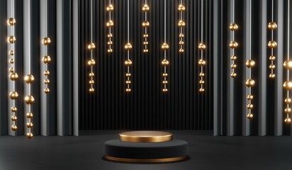 Obraz premium 3D rendering of black podium background for black friday product on podium