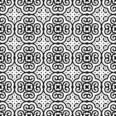 Seamless pattern of black shapes on white background.