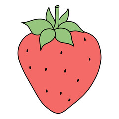Fresh Strawberries Fruits Hand Drawn Illustration