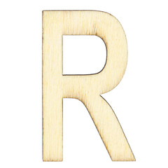 letter R of wood with wooden texture