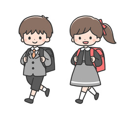 入学式の男の子と女の子　小学生