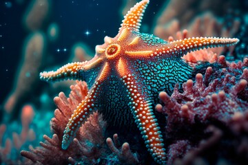 Starfish underwater on a ocean floor