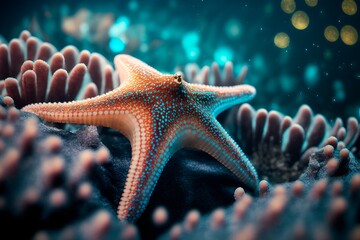 Starfish underwater on a ocean floor
