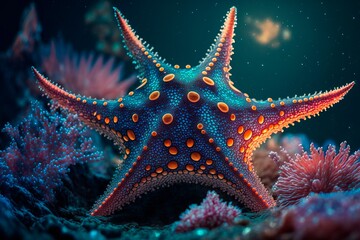 Starfish underwater on a ocean floor