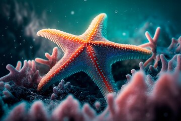 Starfish underwater on a ocean floor